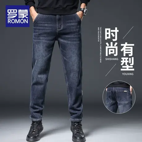 罗蒙牛仔裤男款春秋季直筒修身小脚裤2023新款潮牌男士休闲长裤子商品大图