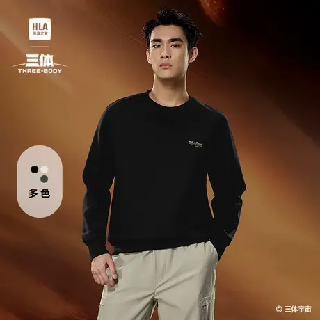 HLA/海澜之家三体联名系列卫衣25春夏新圆领撞色立体印花上衣男商品大图