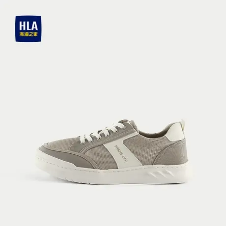 HLA/海澜之家抽绳系带休闲鞋2025新款透气时尚运动风平跟板鞋子男商品大图