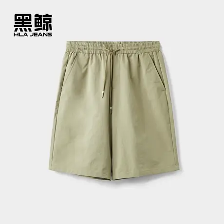 海澜之家旗下黑鲸腰间抽绳休闲中裤男2025年夏季新品宽松直筒裤男商品大图