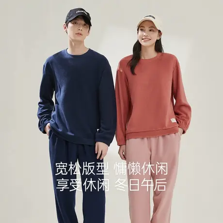 顶瓜瓜家居服女冬季款顶呱呱男士时尚摇粒绒情侣圆领家居服套装商品大图