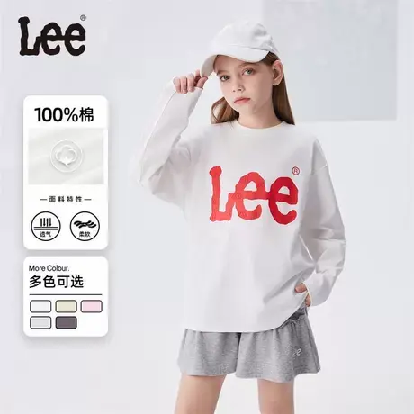 Lee儿童长袖T恤2025春季新款男童女童纯棉假两件拼接上衣中大童商品大图