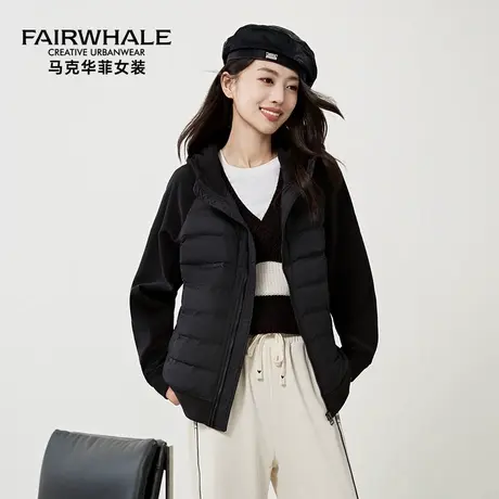 马克华菲鹅绒连帽轻暖羽绒服女2025冬季新款时尚运动休闲百搭冬装图片