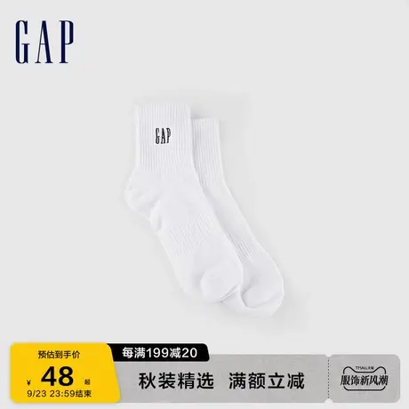 Gap男装秋季2023新款LOGO罗纹针织休闲中筒袜837325透气吸汗短袜商品大图