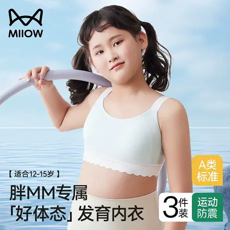 猫人女大童内衣大码胖MM青春发育期背心夏季薄款防凸点固定杯文胸商品大图