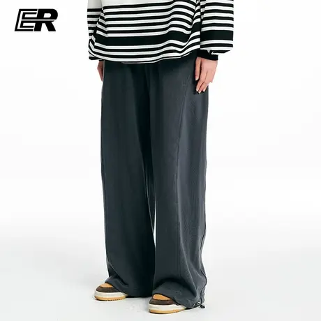 ER兔子logo拼接运动裤男春秋款潮牌百搭直筒休闲裤子美式高级长裤商品大图