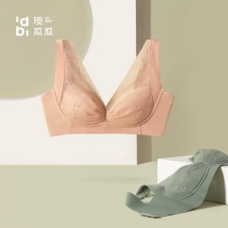 顶瓜瓜无钢圈文胸夏季透气蕾丝新款洞洞杯大码聚拢收副乳无痕胸罩图片