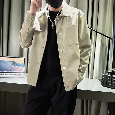 2023秋季皮衣外套男个性韩版宽松痞帅潮男潮牌复古机车服工装夹克商品大图