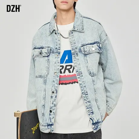 男士复古牛仔外套男高级感痞帅秋季潮牌男装2023新款大码飞行夹克商品大图