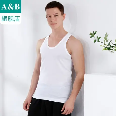 AB内衣背心男纯棉丝光运动无袖背心罗纹百搭打底汗衫6041商品大图