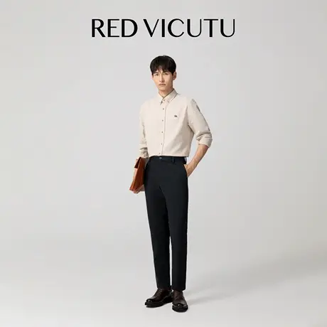 VICUTU威可多男士黑色休闲裤商务通勤不易皱西服裤子日常百搭男裤图片