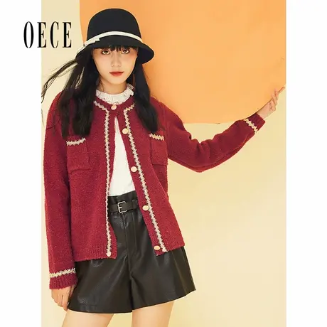 Oece秋装新款女装 长腿BI搭复古英伦修身百搭高腰皮短裤图片