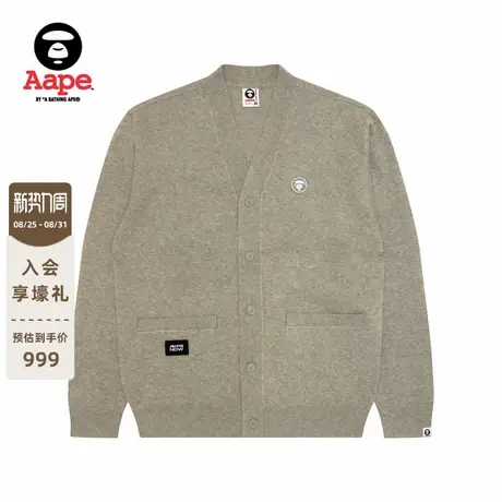 Aape旗舰店男装秋冬小标徽章纯色简约针织开衫外套C356XXP图片