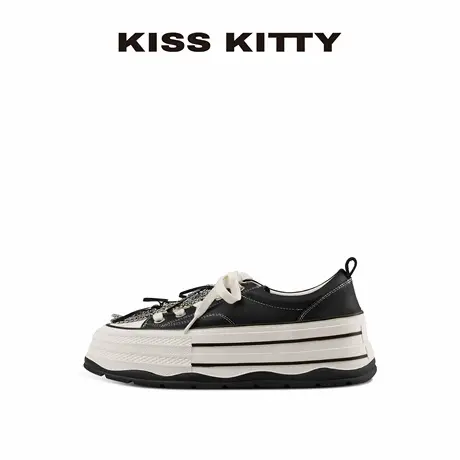 KISSKITTY板鞋女款2025新款百搭厚底增高系带超好看运动休闲鞋图片