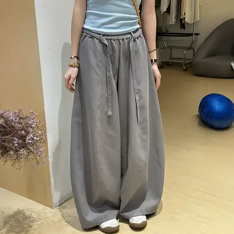 欧货高级感直筒阔腿裤女2025秋季新款宽松显瘦小个子百搭休闲长裤图片