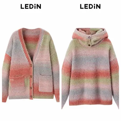 【昕怡粉丝专享】乐町秋冬花式纱开衫宽松学院风女C2EDD4428商品大图