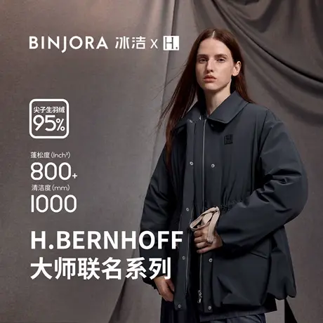 BINJORA冰洁95绒设计师联名女款收腰系带中长款羽绒服图片