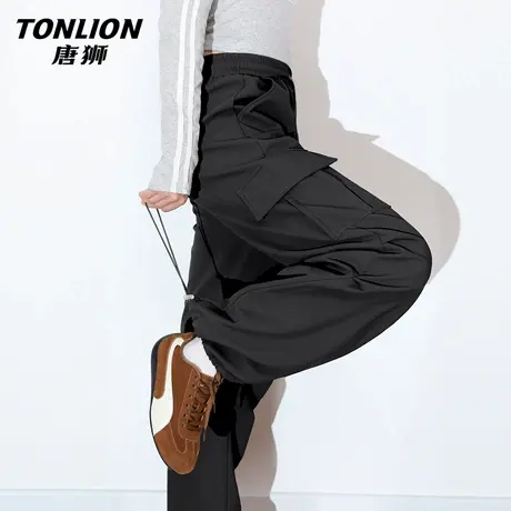 唐狮黑色工装裤女2026新款秋冬季爆款学生软壳加绒加厚运动裤女VB图片