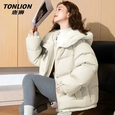 唐狮官方羽绒服女款2026新款冬季90白鸭绒保暖加厚连帽棉袄外套VB商品大图
