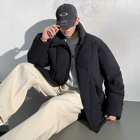 唐狮冬季新款棉衣男款立领宽松休闲棉服保暖防寒冬装外套黑色TD商品大图