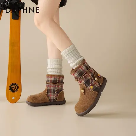 达芙妮短靴女2025新款秋冬季加绒平底勃肯短靴女高级法式瘦瘦女靴商品大图
