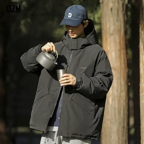 男士工装棉服男款冬季设计感户外冲锋衣中长款棉衣外套2023年新款商品大图