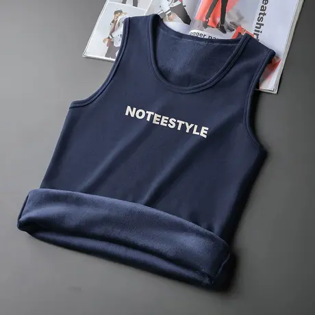 男士背心冬季加绒加厚运动篮球坎肩无袖t恤保暖内穿打底马甲健身商品大图