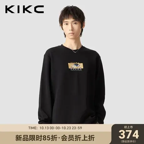 kikc圆领卫衣男2023秋冬新款商场同款卡通字母印花柔软百搭套头衫图片