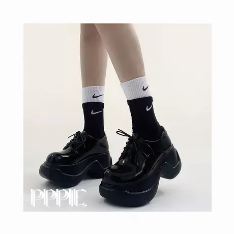 绝美增高鞋松糕厚底小皮鞋女2023春秋新款时尚单鞋ins潮酷大头鞋商品大图