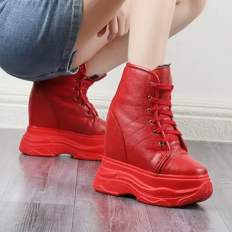 高帕妃内增高女鞋14公分恨天高旅游运动鞋高帮老爹鞋厚底松糕鞋图片