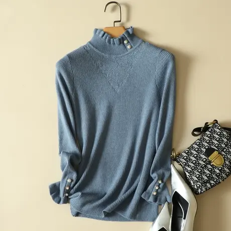 半高领毛衣女套头2023秋冬新款洋气修身针织衫加厚上衣内搭打底衫图片