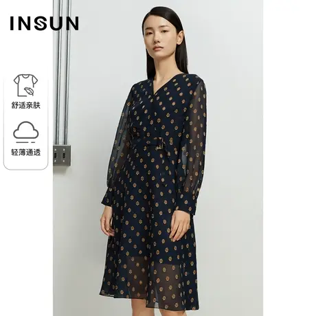 恩裳奥莱春季腰间绑带轻薄通透连衣裙图片