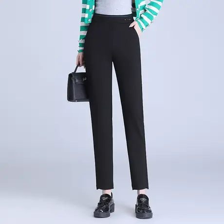 黑色直筒小脚裤女秋季2023新款高腰通勤显瘦休闲西装裤烟管裤长裤商品大图