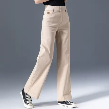 卡其色裤子女春秋女裤休闲裤女直筒裤宽松长裤阔腿裤女2024年新款商品大图