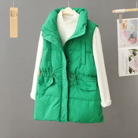 羽绒马甲背心女中长款冬季外穿2024年新款白鸭绒羽绒服马夹欧货潮图片