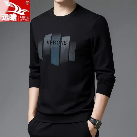 卫衣男2022春秋季新款印花潮流百搭宽松大码打底衫男圆领长袖T恤图片