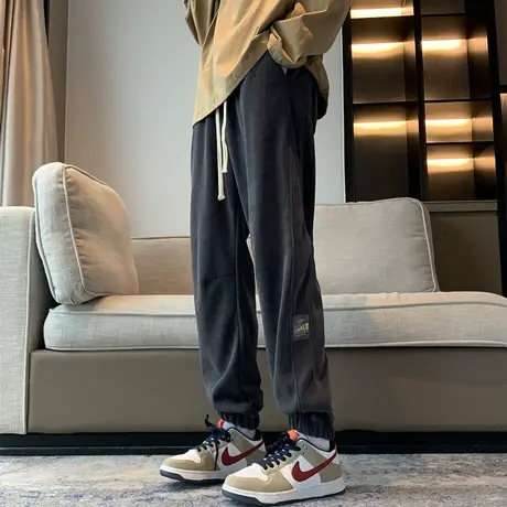 2023春秋灯芯绒运动休闲裤男秋季新款厚条绒束脚九分工装裤秋冬季商品大图