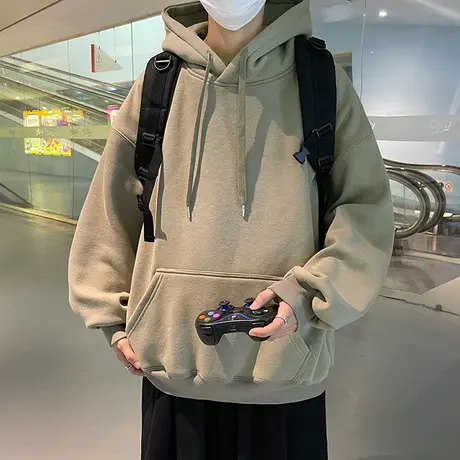 墨绿色重磅卫衣男春秋款连帽潮牌oversize男士外套春秋季美式上衣商品大图