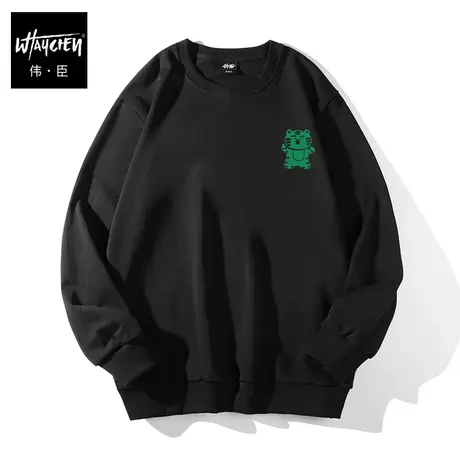 伟臣潮流大码男士圆领卫衣胖子加肥加大宽松套头学生装肥佬上衣男商品大图