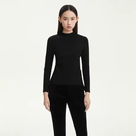 LANCY/悦朗姿羊毛套头针织衫秋季新款收腰显瘦打底通勤毛衣女奥莱图片