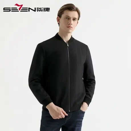 柒牌男装清仓秋冬男士休闲保暖毛呢夹克时尚棒球领抗皱茄克衫图片