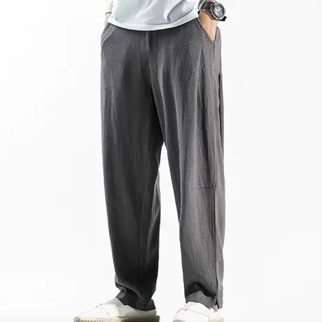 中国风2023棉麻长裤春夏季男装大码哈伦裤青年宽松小脚裤复古裤子商品大图