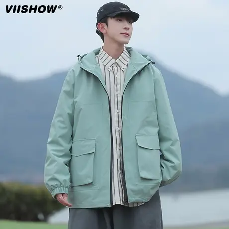 VIISHOW夹克男春季休闲宽松防风春秋款美式潮牌机能工装冲锋外套商品大图