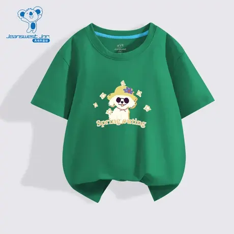 DZ真维斯童装2024夏季新款男童潮流时尚小狗图案针织圆领短袖T恤图片