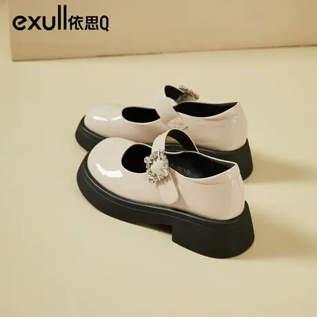 依思q玛丽珍小皮鞋子新款2024爆款女秋款一脚蹬厚底粗跟单鞋凉鞋商品大图