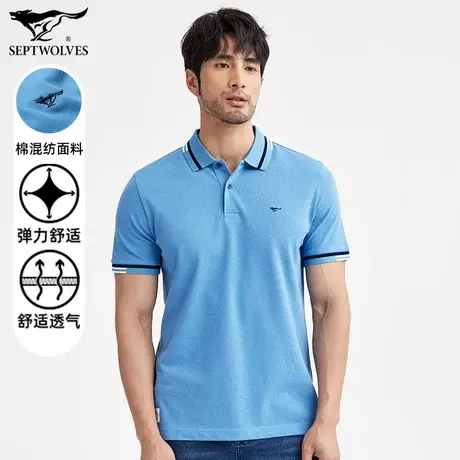 七匹狼狼族生活短袖翻领POLO衫男士夏季新款时尚上衣商务透气T恤图片