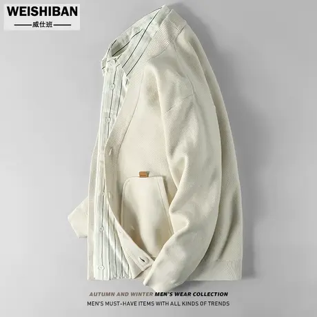 重磅350g面料开衫卫衣男士秋季2023年新款V领针织衫外套宽松上衣图片