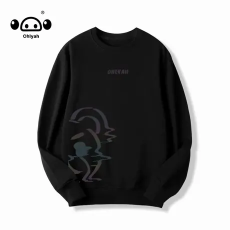 Ohlyah老虎早秋无帽卫衣女胖mm潮200斤宽松韩版2022新款黑色上衣商品大图