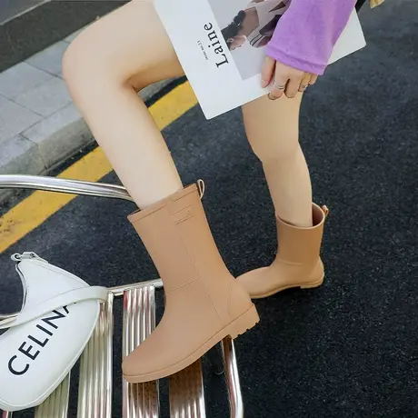 胶鞋女防水防滑中筒雨鞋日系轻便水鞋加棉保暖雨靴四季通用晴雨鞋商品大图