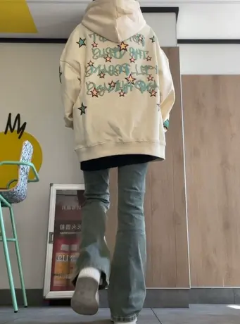 美式复古潮牌卫衣女秋冬季小个子宽松上衣慵懒风加绒加厚连帽外套商品大图